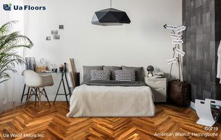 American Walnut Herringbone Engineered Hardwood by UA Floors