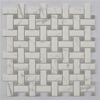 Arabescato + Bardiglio Basketweave by Happy Floors