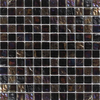 Astral in Blackstone 1X1 Glass Mesh Mosaic Tile & Stone by Paradiso