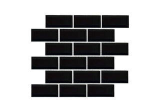 Black Glossy Elongated Beveled 2x4 (11.5x11x5 Sheet) by Happy Floors
