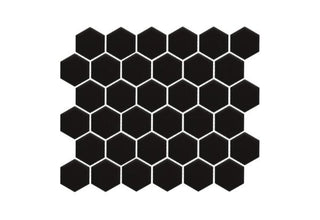 Black Satin Matte Hexagon 12.5x11 by Happy Floors