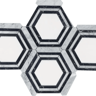 Blue Ridge in Thassos, Bianco Carrara & Nero Black Tile & Stone by Paradiso