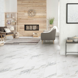 Calacatta Marble, Pearl 7”x48” Vinyl by Tarkett Home
