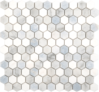 Celeste Blue + Paper White Hexagon by Happy Floors
