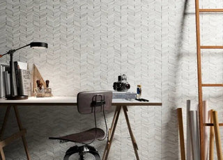 Denali - Chevron in Stratus White Tile & Stone by Paradiso