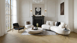 Ecru Chevron Engineered Hardwood by DuChateau