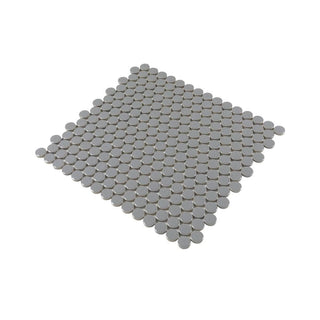 GREY GLOSSY 3/4 INCH PENNY ROUND PORC MOS Tile & Stone by Anthology Tile