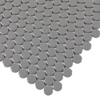 GREY GLOSSY 3/4 INCH PENNY ROUND PORC MOS Tile & Stone by Anthology Tile