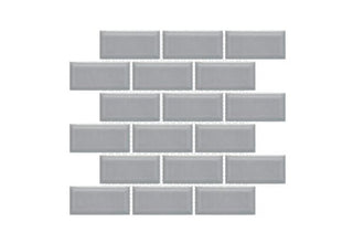 Grey Glossy Elongated Beveled 2x4 (11.5x11x5 Sheet) by Happy Floors