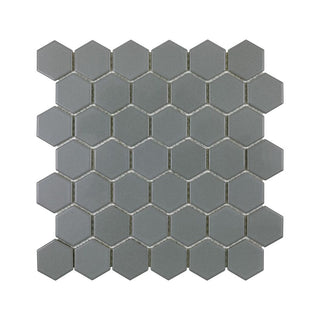GREY MATTE 2 INCH HEX PORC MOS Tile & Stone by Anthology Tile