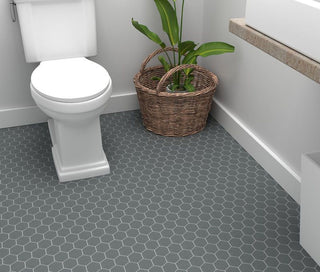 GREY MATTE 2 INCH HEX PORC MOS Tile & Stone by Anthology Tile