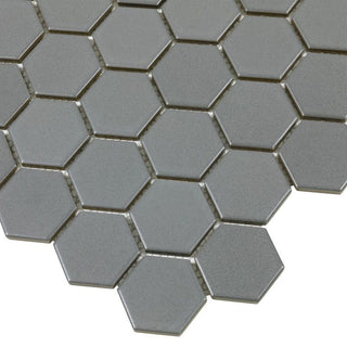 GREY MATTE 2 INCH HEX PORC MOS Tile & Stone by Anthology Tile