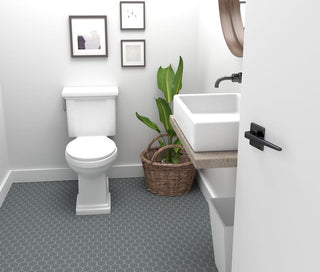 GREY MATTE 2 INCH HEX PORC MOS Tile & Stone by Anthology Tile