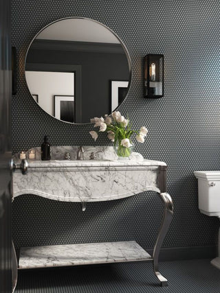 GREY MATTE 3/4 INCH PENNY ROUND PORC MOS Tile & Stone by Anthology Tile