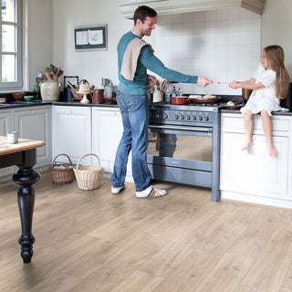 Havana oak natural with saw cuts Waterproof Laminate by Quickstep
