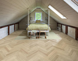 Herringbone Oak AB Dim White Engineered Hardwood by Kahrs