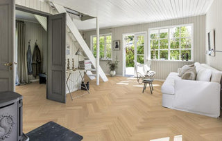 Herringbone Oak AB Dim White Engineered Hardwood by Kahrs