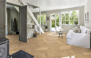 Herringbone Oak CC Dim White Engineered Hardwood by Kahrs