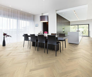 Herringbone Oak CD White Engineered Hardwood by Kahrs