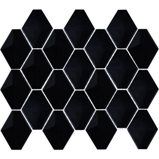 Mosaic Black Glossy Diamond 10.5x13 by Happy Floors