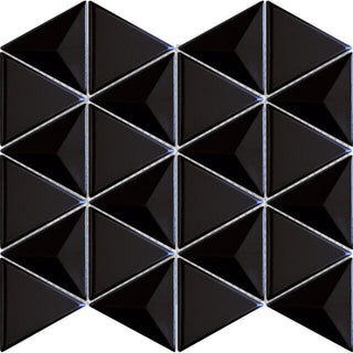 Mosaic Black Glossy Triangle 12.5x11 by Happy Floors