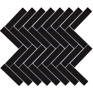 Mosaic Black Herringbone 11x11 by Happy Floors