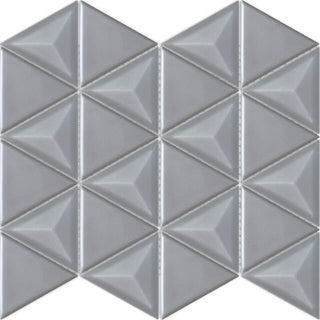 Mosaic Grey Glossy Triangle 12.5x11 by Happy Floors