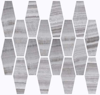 Mosaic Onyx Silver Natural Elongated Hexagon 12x12 Tile & Stone by Happy Floors