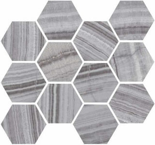 Mosaic Onyx Silver Natural Hexagon 12x14 Tile & Stone by Happy Floors