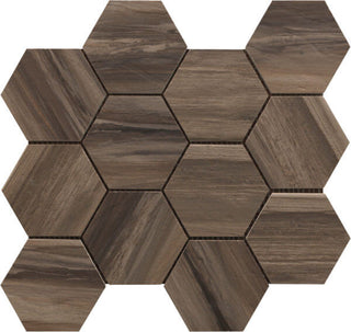 Mosaic Paint Stone Brown Hexagon (12x13 Sheet) Tile & Stone by Happy Floors