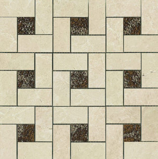 Mosaic Pinwheel Arona Beige Polished 12x12 Tile & Stone by Happy Floors