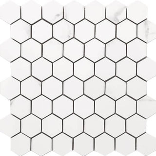Mosaic Statuario Glossy Small Hex 10.5x11 Tile & Stone by Happy Floors