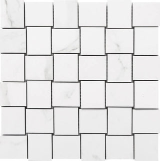 Mosaic Statuario Luxe Polished Basketweave 12x12 Tile & Stone by Happy Floors