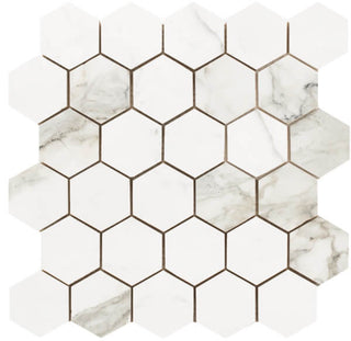 Mosaic Statuario Luxe Polished Small Hex 10.5x11 Tile & Stone by Happy Floors