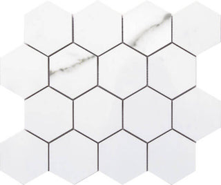 Mosaic Statuario Matte Large Hex 11x13 Tile & Stone by Happy Floors