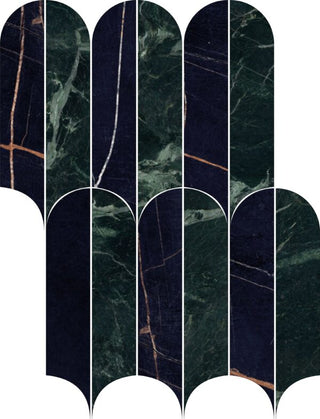 Mosaic Verde Polished Quill 9x12.5 by Happy Floors
