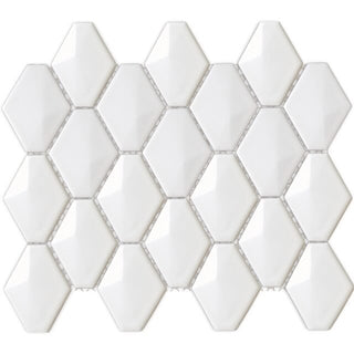 Mosaic White Glossy Diamond 10.5x13 by Happy Floors