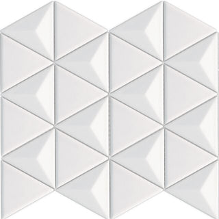 Mosaic White Glossy Triangle 12.5x11 by Happy Floors