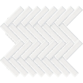 Mosaic White Herringbone 11x11 by Happy Floors