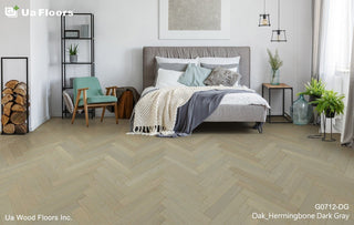 Oak Herringbone Dark Gray Engineered Hardwood by UA Floors