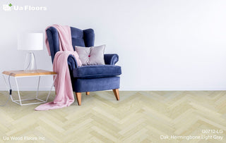 Oak Herringbone Light Gray Engineered Hardwood by UA Floors