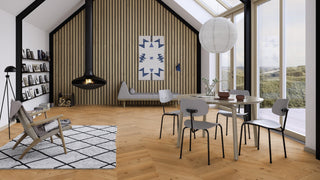 Oak Transparent Animoso, 14mm Chevron, B - Plank Engineered Hardwood by Boen