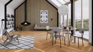 Oak Transparent Vivo, 14mm Herringbone Click Castle, B - Plank Engineered Hardwood by Boen