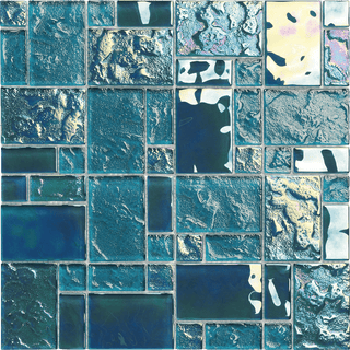 Pacific Turquoise Square Pattern Tile & Stone by Altoglass
