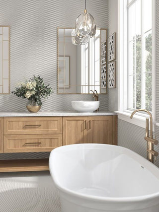 PEARL MATTE 3/4 INCH PENNY ROUND PORC MOS Tile & Stone by Anthology Tile