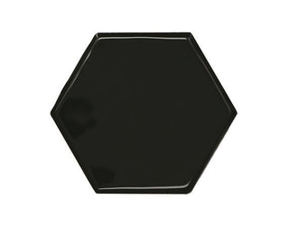Pitch Black Hexagon Undulated Tile & Stone by American Olean