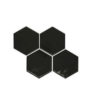 Pitch Black Hexagon Undulated Tile & Stone by American Olean