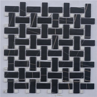Sahara Noir + Calacatta Basketweave by Happy Floors