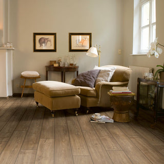 Scraped oak grey brown Waterproof Laminate by Quickstep