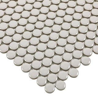 TAUPE GLOSSY 3/4 INCH PENNY ROUND PORC MOS Tile & Stone by Anthology Tile